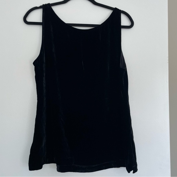 Eileen Fisher Black Silk Blend Velvet Tank Top - Picture 2 of 5